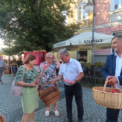Akcja częstowania jabłkami oraz rozdawania ulotek kandydatów na Posłów.